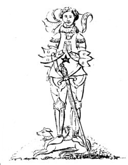 Antiquarian drawing of the effigy of Edward Grymston