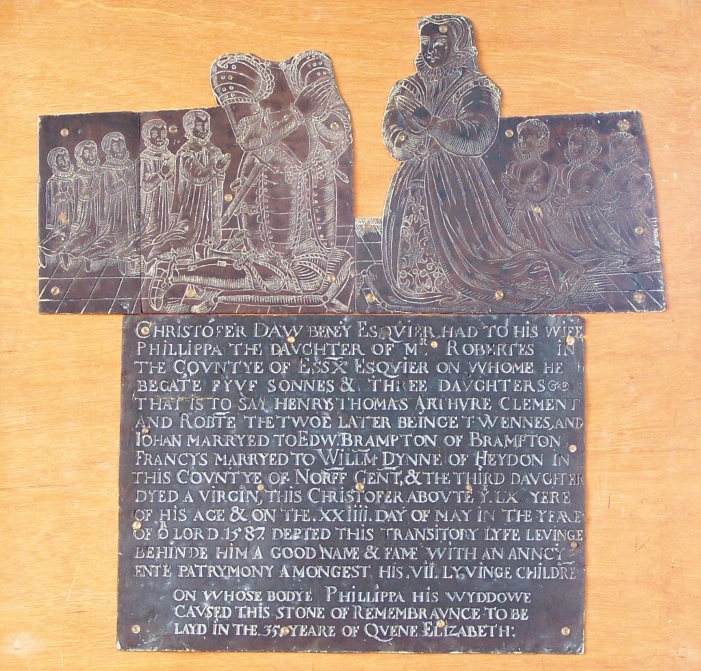 Photograph of brass of Christopher Daubeney and family