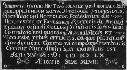 Rubbing of the inscription of the 1660/1 brass